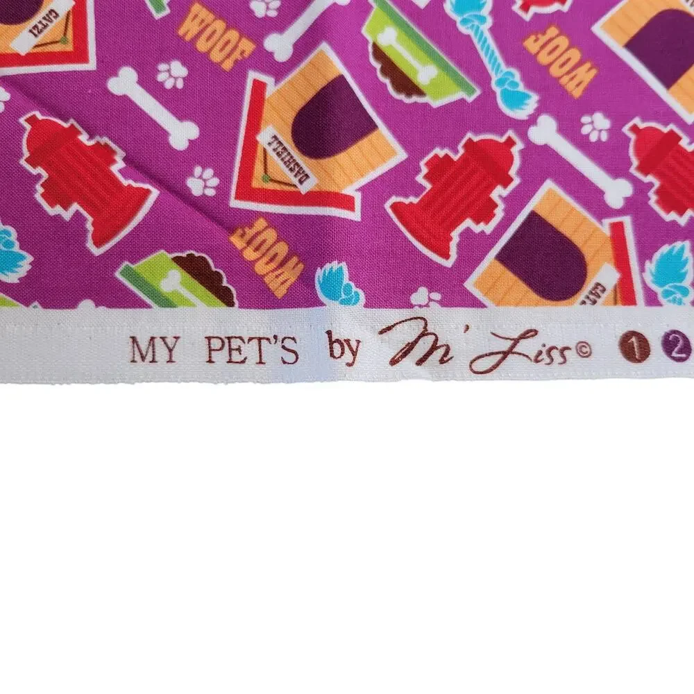 Dog Print Cotton Fabric 1yd x44
